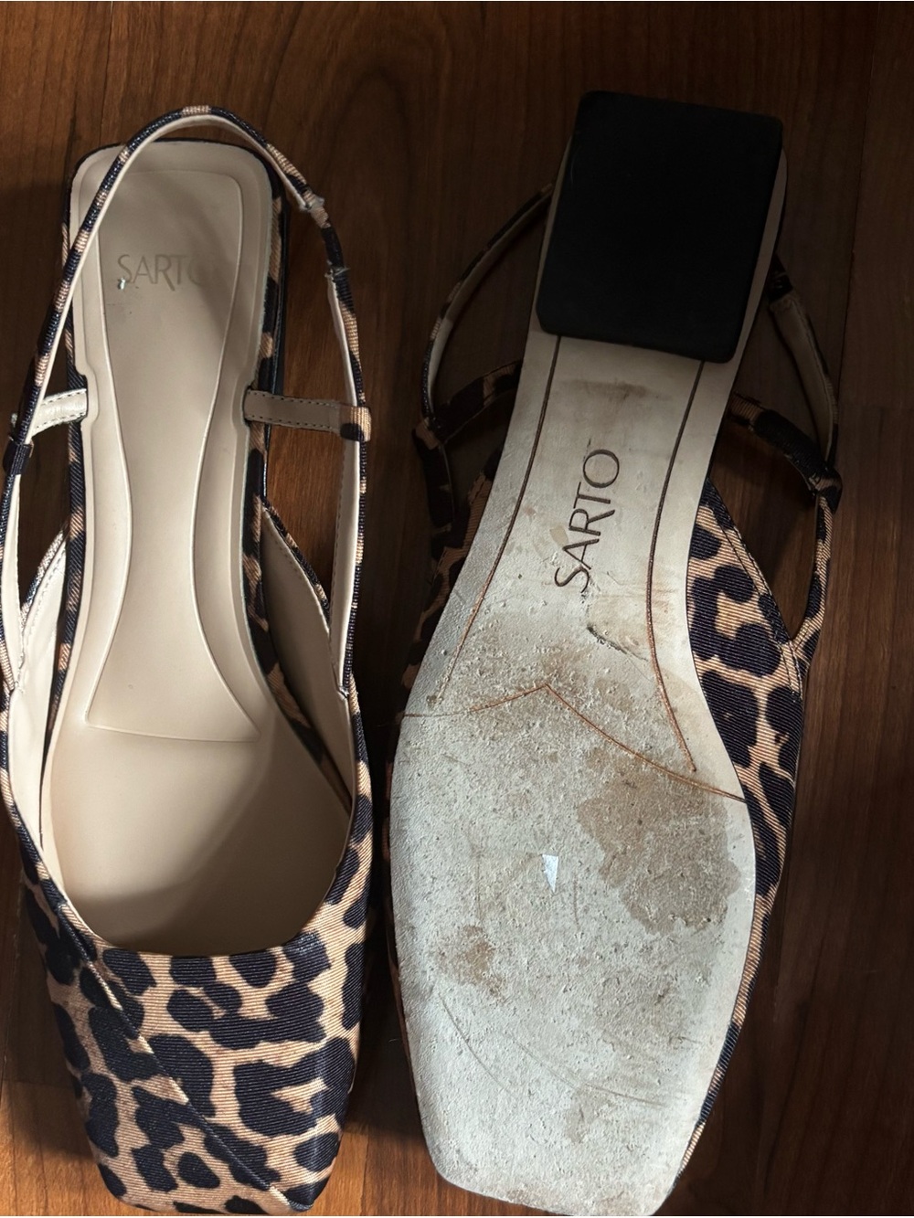 Franco Sarto Leopard Print Slingback Flats - Tan/Black telica square 8.5 -9 nwot - Picture 5 of 7